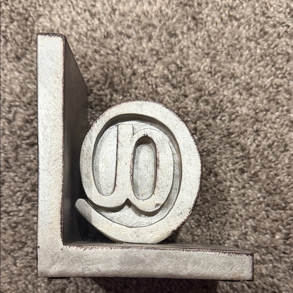 Silver Bookends Distressed Look of Silver and Rust Brown Color - Picture 5 of 9